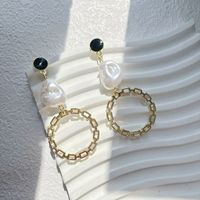 1 Pair Elegant Geometric Plating Inlay Alloy Artificial Pearls 14k Gold Plated Earrings sku image 5