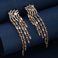 1 Pair Glam Luxurious Xuping Tassel Rectangle Plating Inlay Copper Alloy Artificial Diamond 18k Gold Plated Drop Earrings main image 1