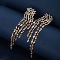 1 Pair Glam Luxurious Xuping Tassel Rectangle Plating Inlay Copper Alloy Artificial Diamond 18k Gold Plated Drop Earrings main image 3