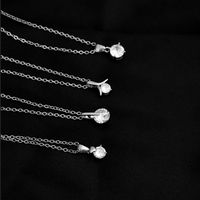 Simple Style Geometric Stainless Steel Copper Plating Inlay Zircon Silver Plated Solitaire Necklace main image 4