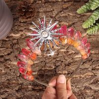 امرأة زفافي النمط العرقي هندسي الشمس كريستال صنع يدوي تاج sku image 19