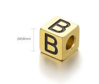 1 Piece Diameter 8mm Stainless Steel 18K Gold Plated Letter Polished Beads main image 2