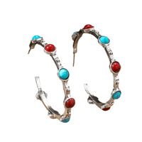 1 Pair Retro Color Block Inlay Alloy Turquoise Earrings main image 6