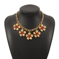 Vintage Style Simple Style Flower Alloy Inlay Rhinestones Women's Necklace sku image 1