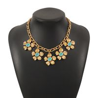 Vintage Style Simple Style Flower Alloy Inlay Rhinestones Women's Necklace sku image 2