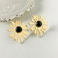 1 Pair Elegant Preppy Style Sweet Flower Plating Inlay 304 Stainless Steel Glass Stone 14K Gold Plated Ear Studs main image 3
