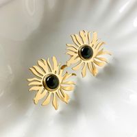 1 Pair Elegant Preppy Style Sweet Flower Plating Inlay 304 Stainless Steel Glass Stone 14K Gold Plated Ear Studs main image 5