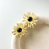 1 Pair Elegant Preppy Style Sweet Flower Plating Inlay 304 Stainless Steel Glass Stone 14K Gold Plated Ear Studs main image 1