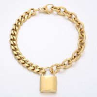 Titanium Steel 18K Gold Plated Hip-Hop Plating Lock Bracelets Necklace sku image 2