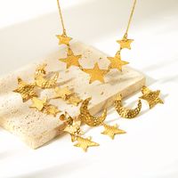 304 Stainless Steel 18K Gold Plated IG Style Nordic Style African Style Polishing Plating Metal Star Moon Pendant Necklace main image 1