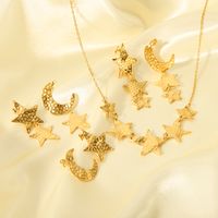 304 Stainless Steel 18K Gold Plated IG Style Nordic Style African Style Polishing Plating Metal Star Moon Pendant Necklace main image 4