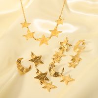 304 Stainless Steel 18K Gold Plated IG Style Nordic Style African Style Polishing Plating Metal Star Moon Pendant Necklace main image 3