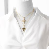 Einfacher Stil Kreuzen Kupfer Überzug Inlay Zirkon 18 Karat Vergoldet Halskette Mit Anhänger main image 3