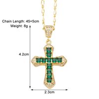 Simple Style Cross Copper Plating Inlay Zircon 18k Gold Plated Pendant Necklace sku image 2