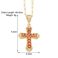Simple Style Cross Copper Plating Inlay Zircon 18k Gold Plated Pendant Necklace sku image 4