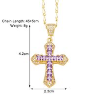 Simple Style Cross Copper Plating Inlay Zircon 18k Gold Plated Pendant Necklace sku image 5