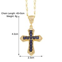 Simple Style Cross Copper Plating Inlay Zircon 18k Gold Plated Pendant Necklace sku image 6