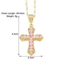 Simple Style Cross Copper Plating Inlay Zircon 18k Gold Plated Pendant Necklace sku image 7