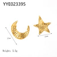 304 Stainless Steel 18K Gold Plated IG Style Nordic Style African Style Polishing Plating Metal Star Moon Pendant Necklace sku image 1