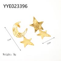 304 Stainless Steel 18K Gold Plated IG Style Nordic Style African Style Polishing Plating Metal Star Moon Pendant Necklace sku image 2
