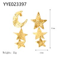 304 Stainless Steel 18K Gold Plated IG Style Nordic Style African Style Polishing Plating Metal Star Moon Pendant Necklace sku image 3