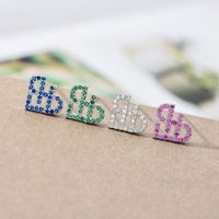 1 Pair Sweet Simple Style Heart Shape Plating Inlay Copper Zircon White Gold Plated Ear Studs main image 1