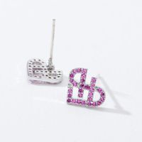 1 Pair Sweet Simple Style Heart Shape Plating Inlay Copper Zircon White Gold Plated Ear Studs main image 7