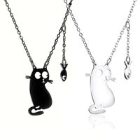 304 Stainless Steel Vacuum Vapor Plating Black Cute Cat Fish Pendant Necklace main image 1