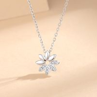 Elegant Simple Style Flower Sterling Silver Plating Inlay Zircon Pendant Necklace main image 1