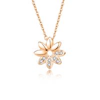 Elegant Simple Style Flower Sterling Silver Plating Inlay Zircon Pendant Necklace main image 7