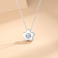 Simple Style Flower Sterling Silver Plating Inlay Zircon Pendant Necklace main image 1