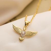 Simple Style Commute Bird Copper Plating Inlay Zircon 18k Gold Plated Pendant Necklace sku image 1