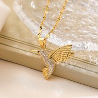 Simple Style Commute Bird Copper Plating Inlay Zircon 18k Gold Plated Pendant Necklace sku image 2