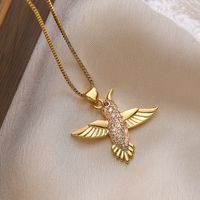 Einfacher Stil Pendeln Vogel Kupfer Überzug Inlay Zirkon 18 Karat Vergoldet Halskette Mit Anhänger main image 4