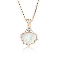 Elegant Simple Style Shell Sterling Silver Plating Inlay Shell Zircon Pendant Necklace main image 8
