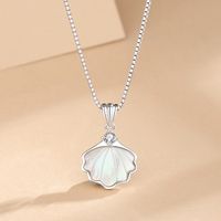 Élégant Style Simple Coquille Argent Sterling Placage Incruster Coquille Zircon Pendentif main image 1