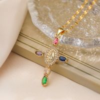 Simple Style Commute Cross Copper Plating Inlay Zircon 18k Gold Plated Pendant Necklace sku image 2