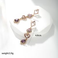 1 Pair Lady Heart Shape Plating Inlay Alloy Copper Alloy Artificial Gemstones 18k Gold Plated Drop Earrings main image 5