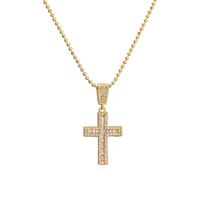 Simple Style Commute Cross Copper Plating Inlay Zircon 18k Gold Plated Pendant Necklace main image 5