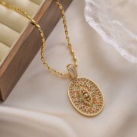 Simple Style Commute Cross Devil's Eye Copper Plating Inlay Zircon 18k Gold Plated Pendant Necklace sku image 1