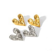 1 Pair Simple Style Heart Shape Polishing Plating 304 Stainless Steel 18K Gold Plated Ear Studs main image 3
