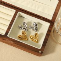 1 Pair Simple Style Heart Shape Polishing Plating 304 Stainless Steel 18K Gold Plated Ear Studs main image 2
