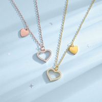 Elegant Simple Style Heart Shape Sterling Silver Plating Inlay Zircon Pendant Necklace main image video