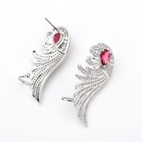 1 Pair Luxurious Wings Plating Inlay Copper Zircon White Gold Plated Ear Studs main image 4