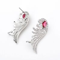 1 Paire Luxueux Ailes Placage Incruster Le Cuivre Zircon Or Blanc Plaqué Boucles D'oreilles main image 4