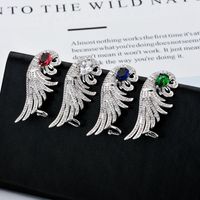 1 Pair Glam Luxurious Wings Plating Inlay Copper Zircon 18K Gold Plated Ear Studs main image 1