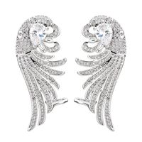 1 Pair Glam Luxurious Wings Plating Inlay Copper Zircon 18K Gold Plated Ear Studs main image 2