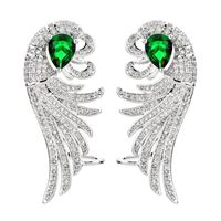 1 Pair Glam Luxurious Wings Plating Inlay Copper Zircon 18K Gold Plated Ear Studs main image 3