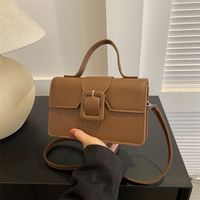 Women's Pu Leather Solid Color Vintage Style Square Flip Cover Shoulder Bag Handbag Crossbody Bag main image 6