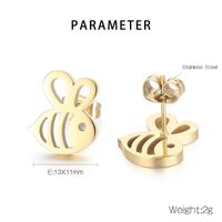 1 Pair Cute Simple Style Bee Plating Hollow Out Stainless Steel 18K Gold Plated Ear Studs main image 2